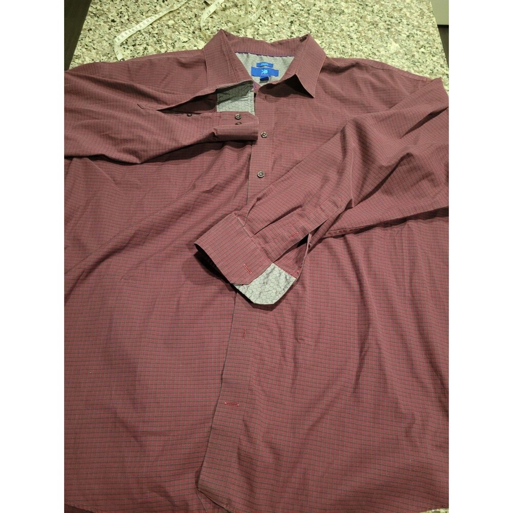 Egara Dress Shirt Mens 3X Red Checked Long Sleeve Non Iron Classic Fit Button-Up